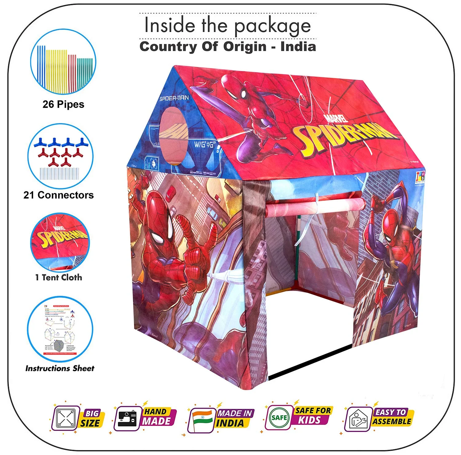 itoys Marvel Spiderman Jumbo Play Tent - Indoor & Outdoor Fun! - Image 6