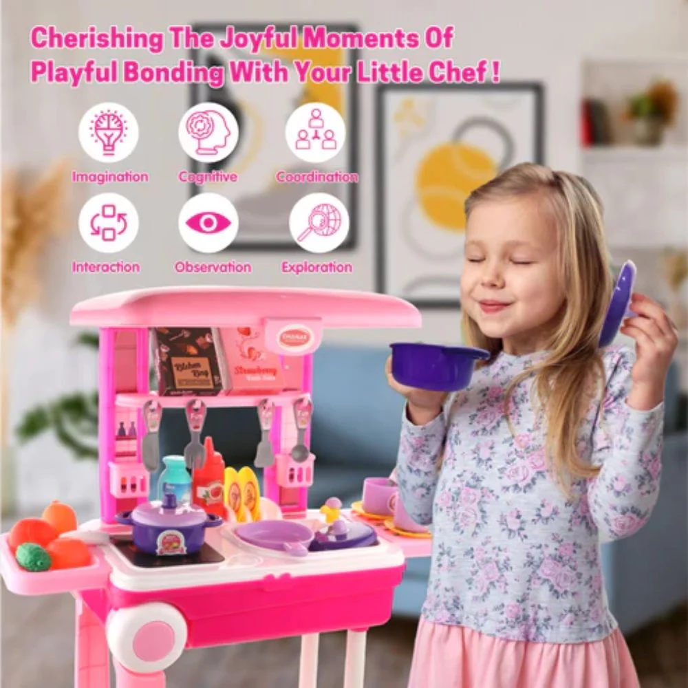 Portable Kitchen Set On Wheels | Safe & Fun Pretend Play Kitchen - Image 10