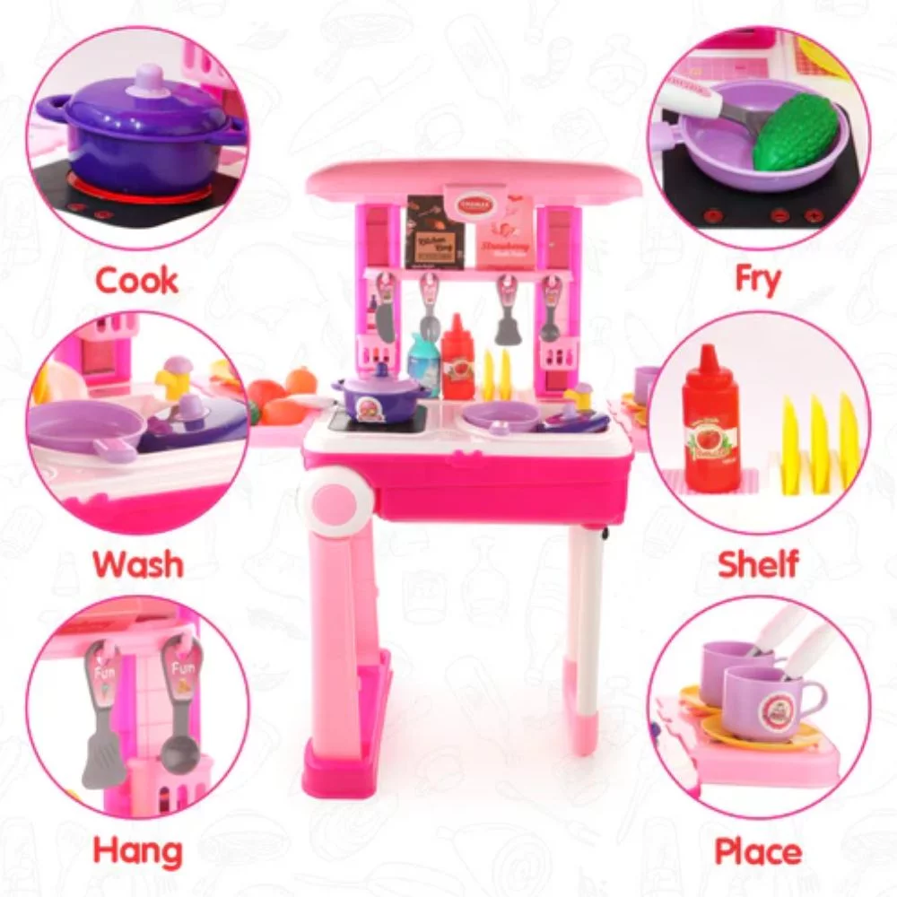 Portable Kitchen Set On Wheels | Safe & Fun Pretend Play Kitchen - Image 2