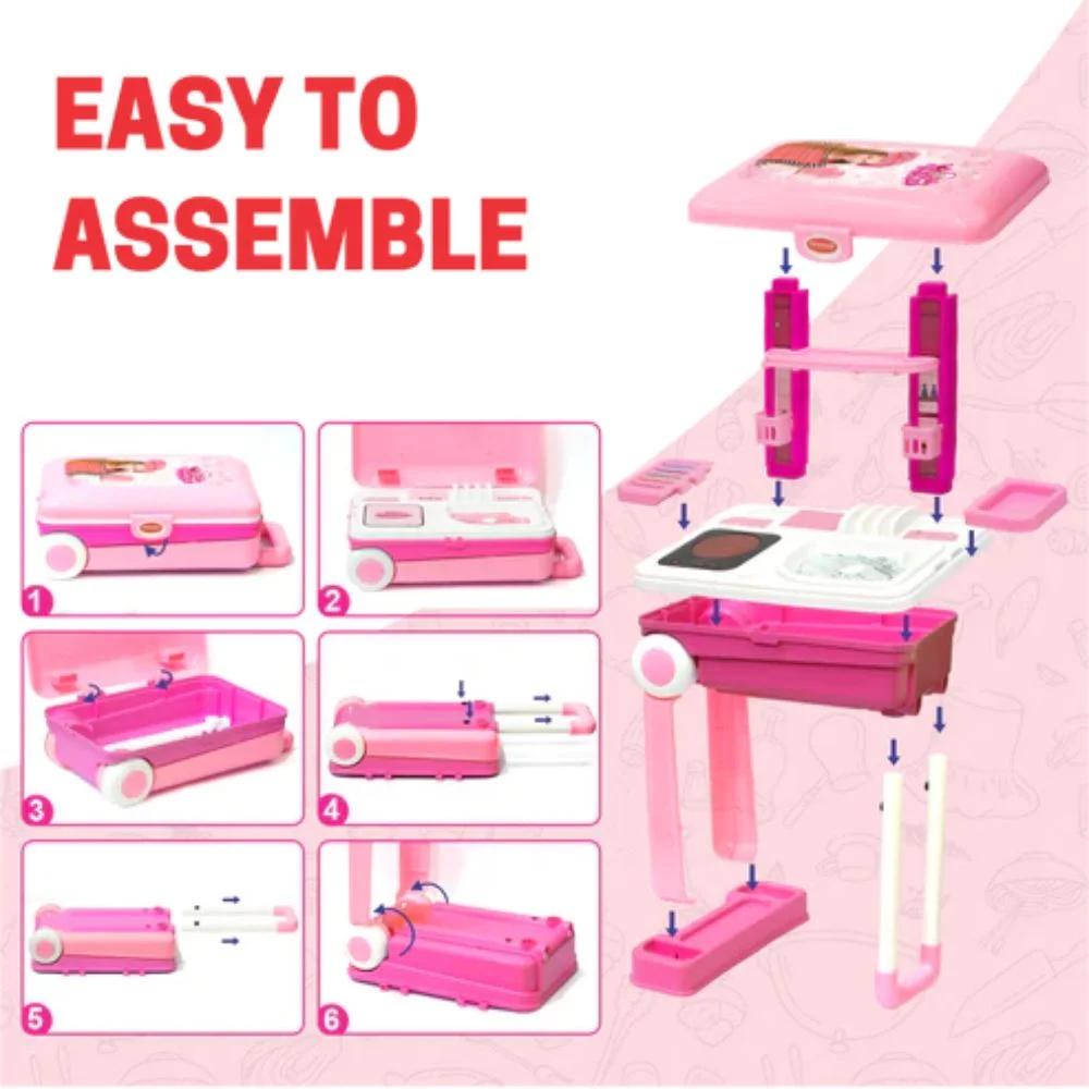 Portable Kitchen Set On Wheels | Safe & Fun Pretend Play Kitchen - Image 6