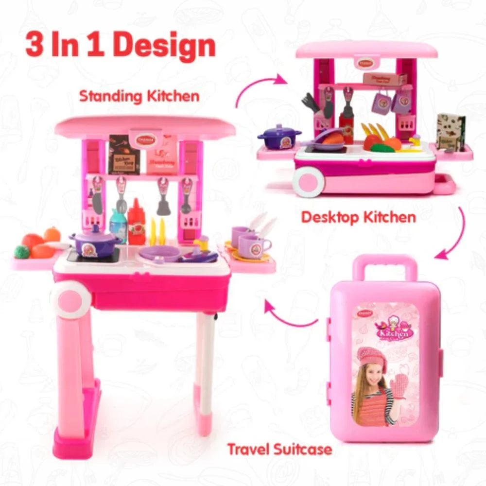 Portable Kitchen Set On Wheels | Safe & Fun Pretend Play Kitchen - Image 9