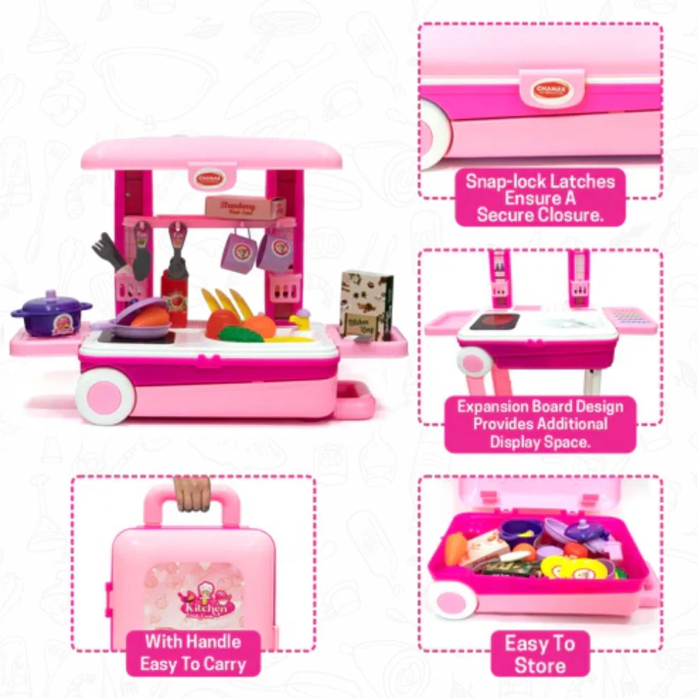 Portable Kitchen Set On Wheels | Safe & Fun Pretend Play Kitchen - Image 4