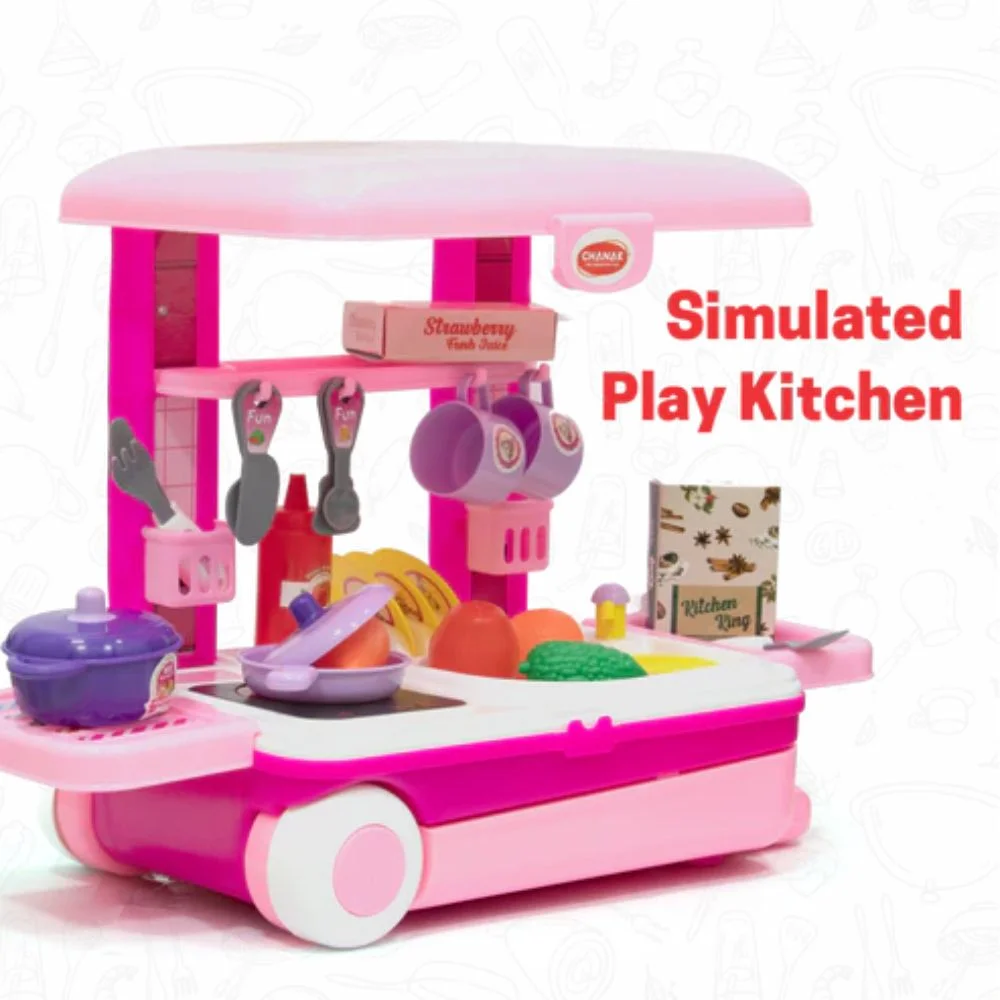 Portable Kitchen Set On Wheels | Safe & Fun Pretend Play Kitchen - Image 3