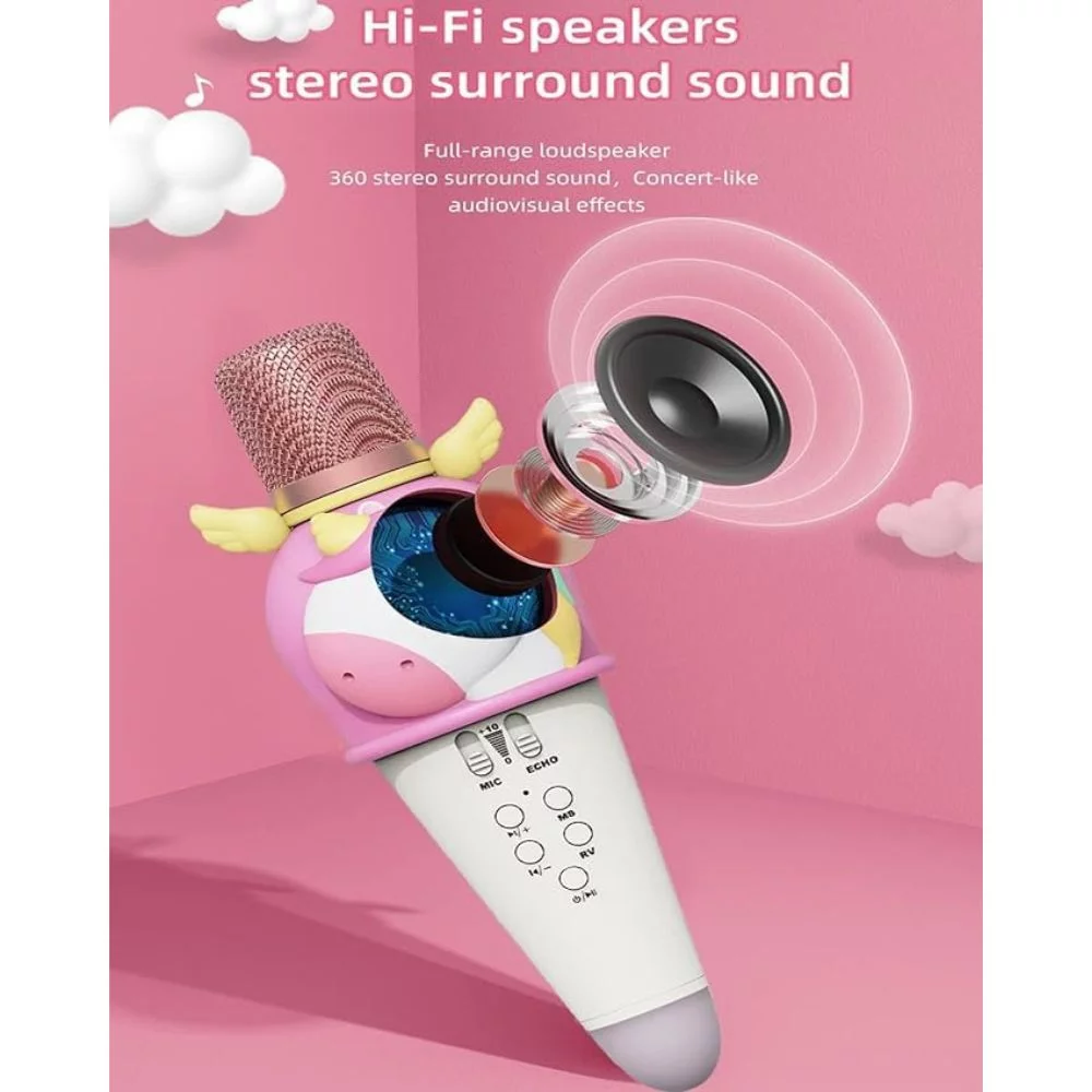 Cartoon  Microphone Machine: Bluetooth, LED Lights, Voice Effects, Kids Toy - Image 3