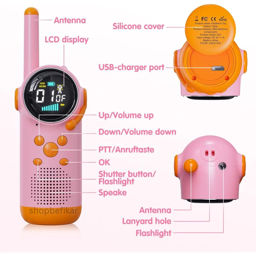 Kids Long Range Walkie Talkie | 3KM Range | 22 Channels | Built-in Torch | Ages 5+ - Image 4