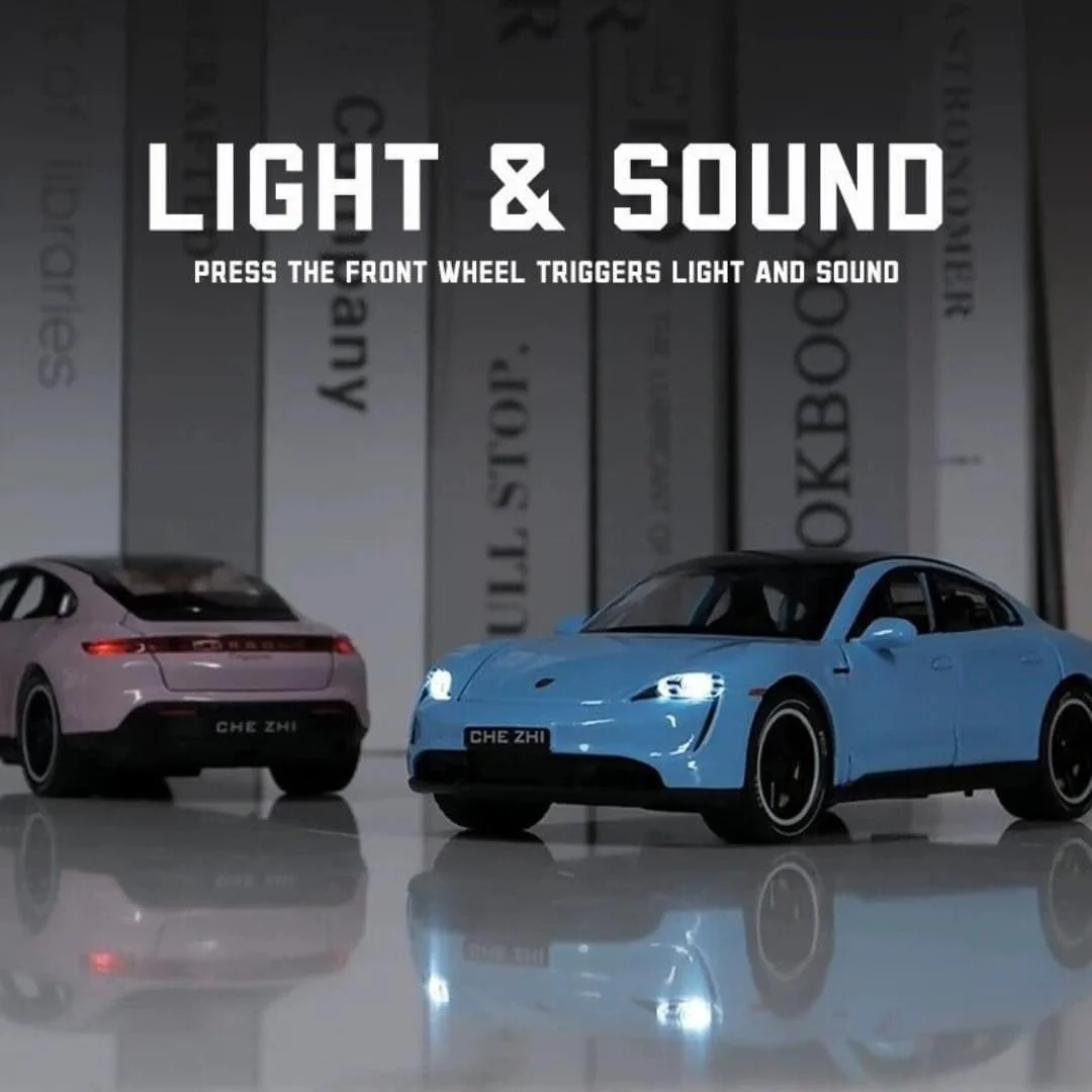 Porsche Taycan Die-Cast Car: Pull Back, Lights & Sounds - Image 6