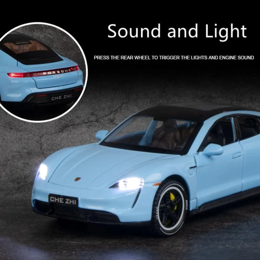 Porsche Taycan Die-Cast Car: Pull Back, Lights & Sounds - Image 3