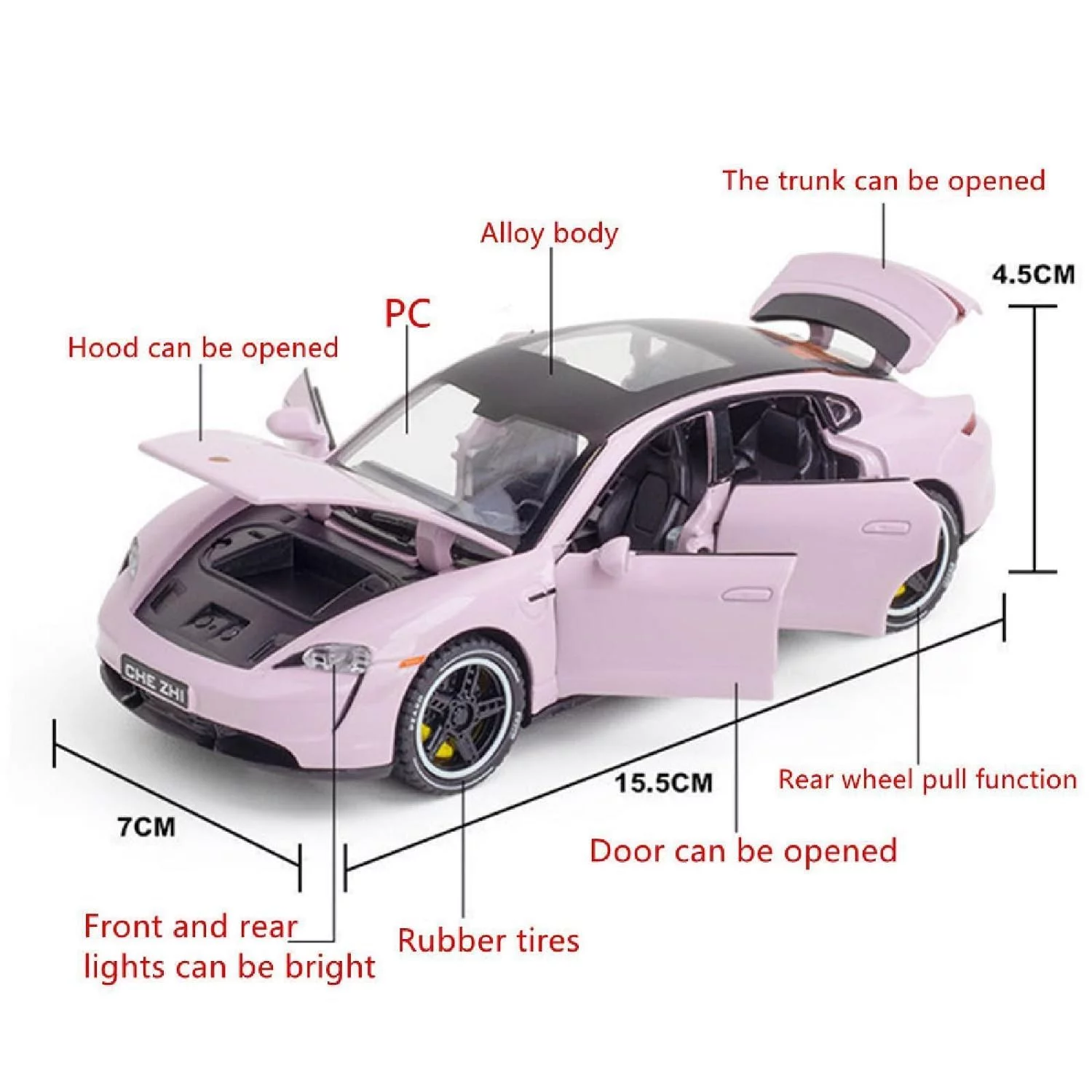 Porsche Taycan Die-Cast Car: Pull Back, Lights & Sounds - Image 5