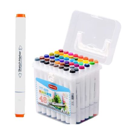 Shopbefikar Alcohol Markers - 48 Colors, Dual Tip, Chisel & Fine Art Markers for Kids & Adults (Great Value!)