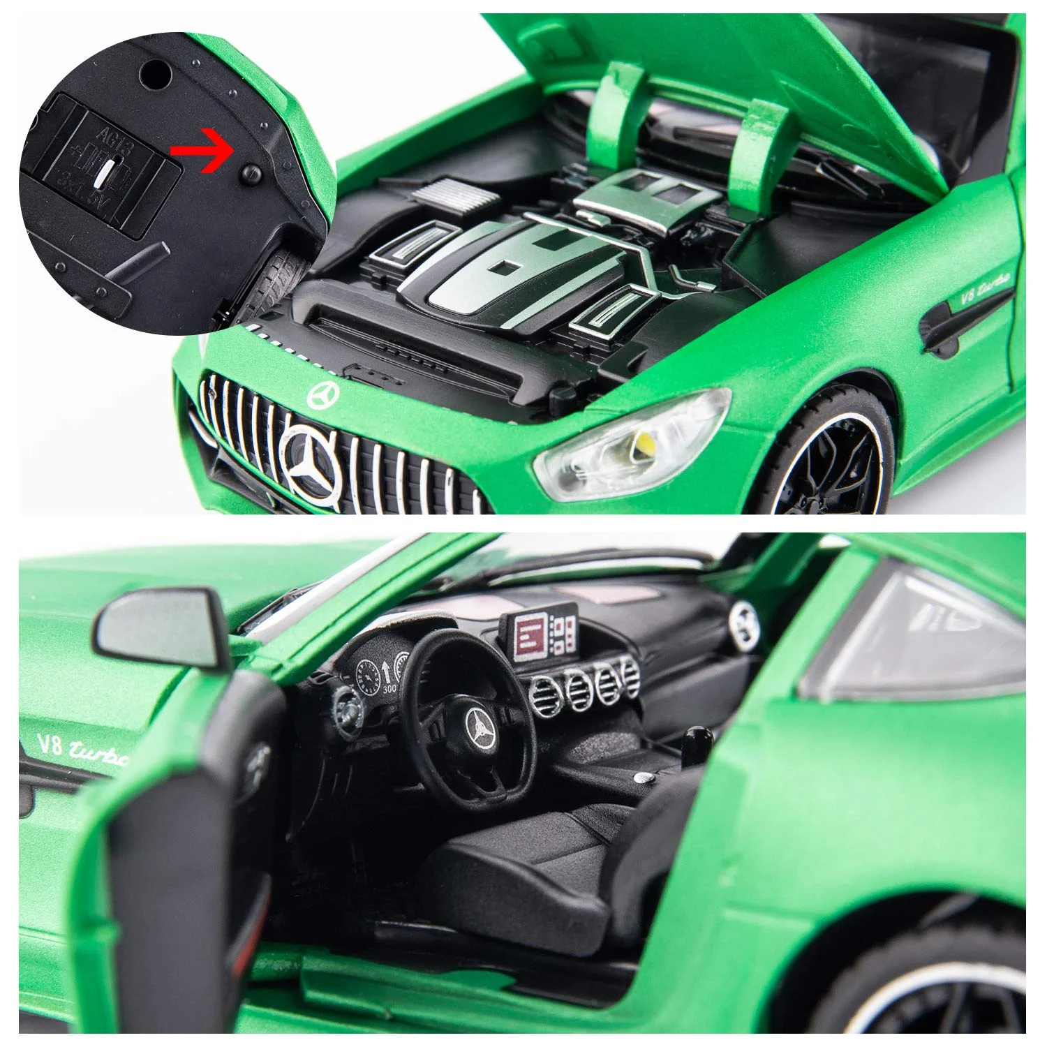 Mercedes-Benz AMG GTR 1:24 Die-Cast Car with Lights, Sounds & Opening Doors - Image 3