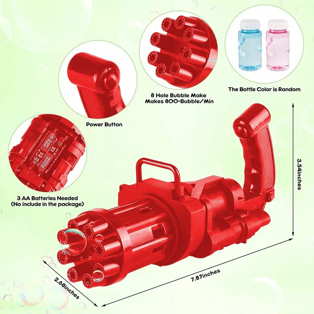8-Hole Bubble Blast! Electric Gatling Bubble Gun (Ages 3+) - Image 6