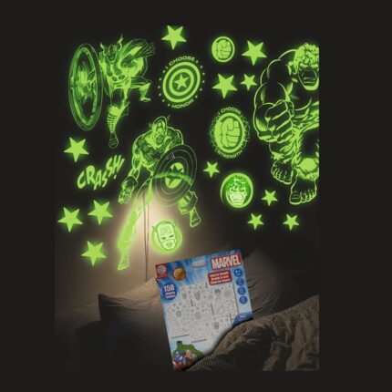 Shopbefikar - Avengers Glow Stickers (Kids) | 150pcs Glow-in-the-Dark Decals (Green)