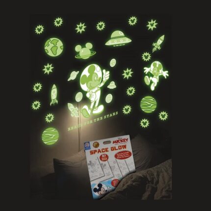Shopbefikar - Mickey Glow Stickers (Kids) | 87pcs Space Wall Decals (Green)