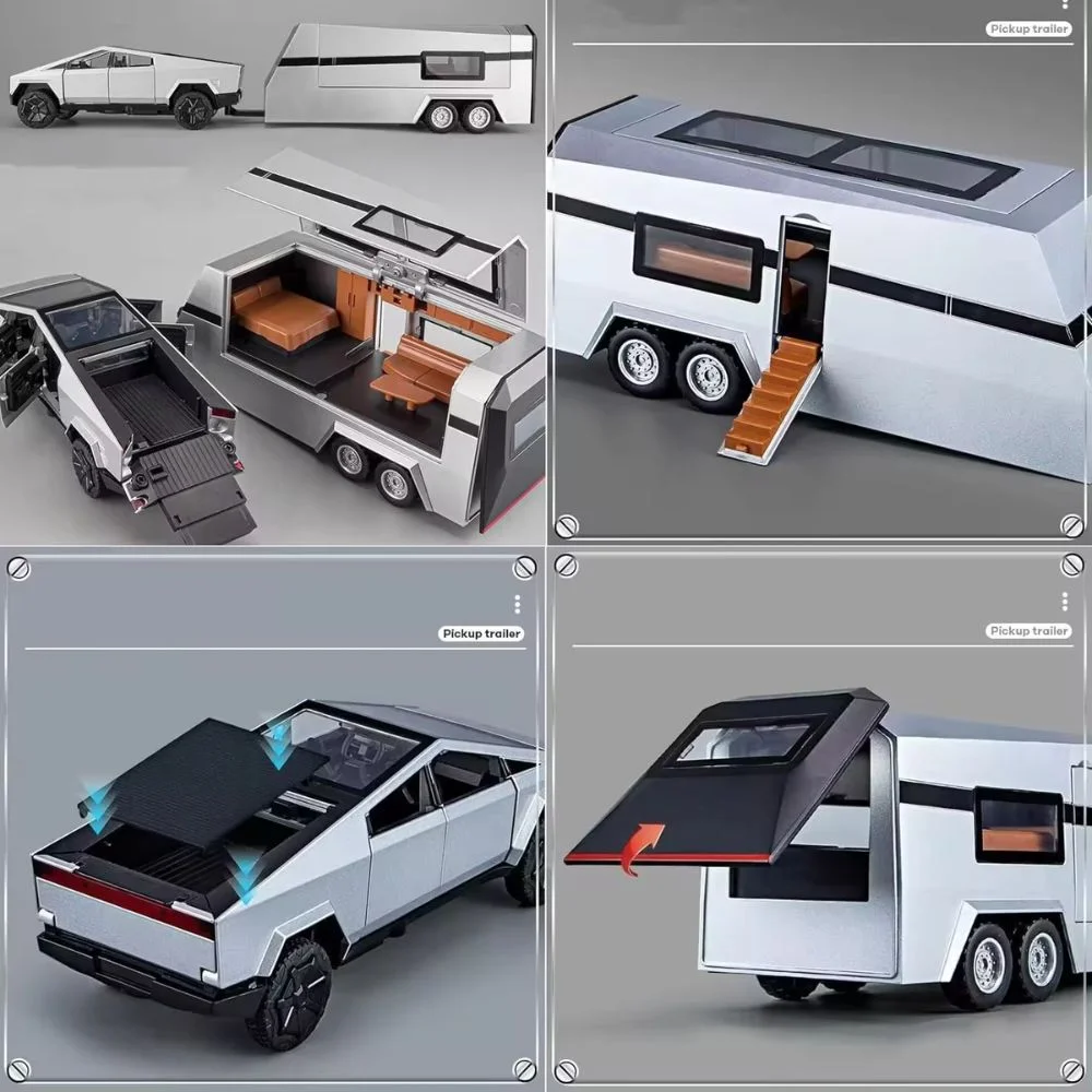 Cybertruck Pick-Up Trailer (1:32 Scale) - Pull Back, Lights, Sounds & Doors! - Image 3