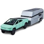 Shopbefikar Tesla Cybertruck Trailer & Mini Scooter (Pull Back, Lights, Sound) 1:24 green