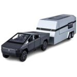 Shopbefikar Tesla Cybertruck Trailer & Mini Scooter (Pull Back, Lights, Sound) 1:24 black