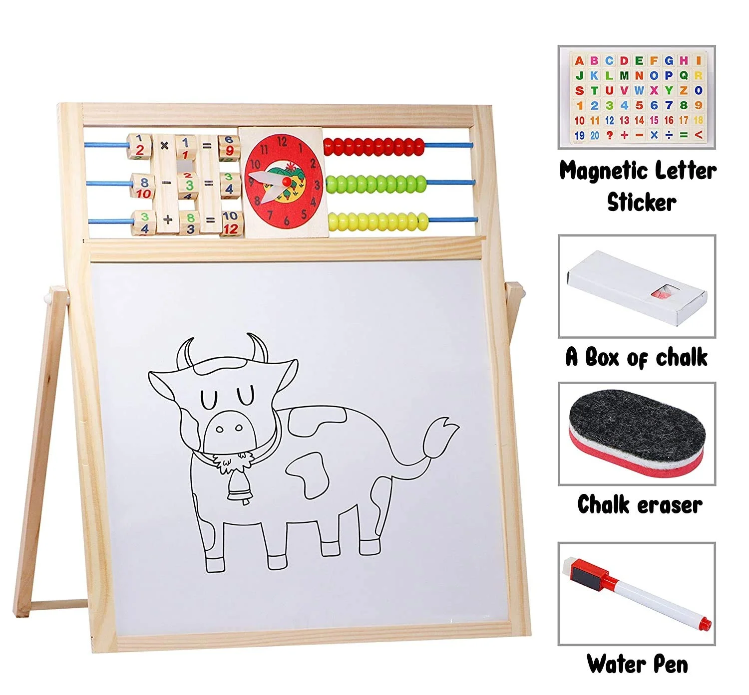 Double-Sided Magnetic Learning Board (Clock, Abacus, Chalkboard) - Image 5