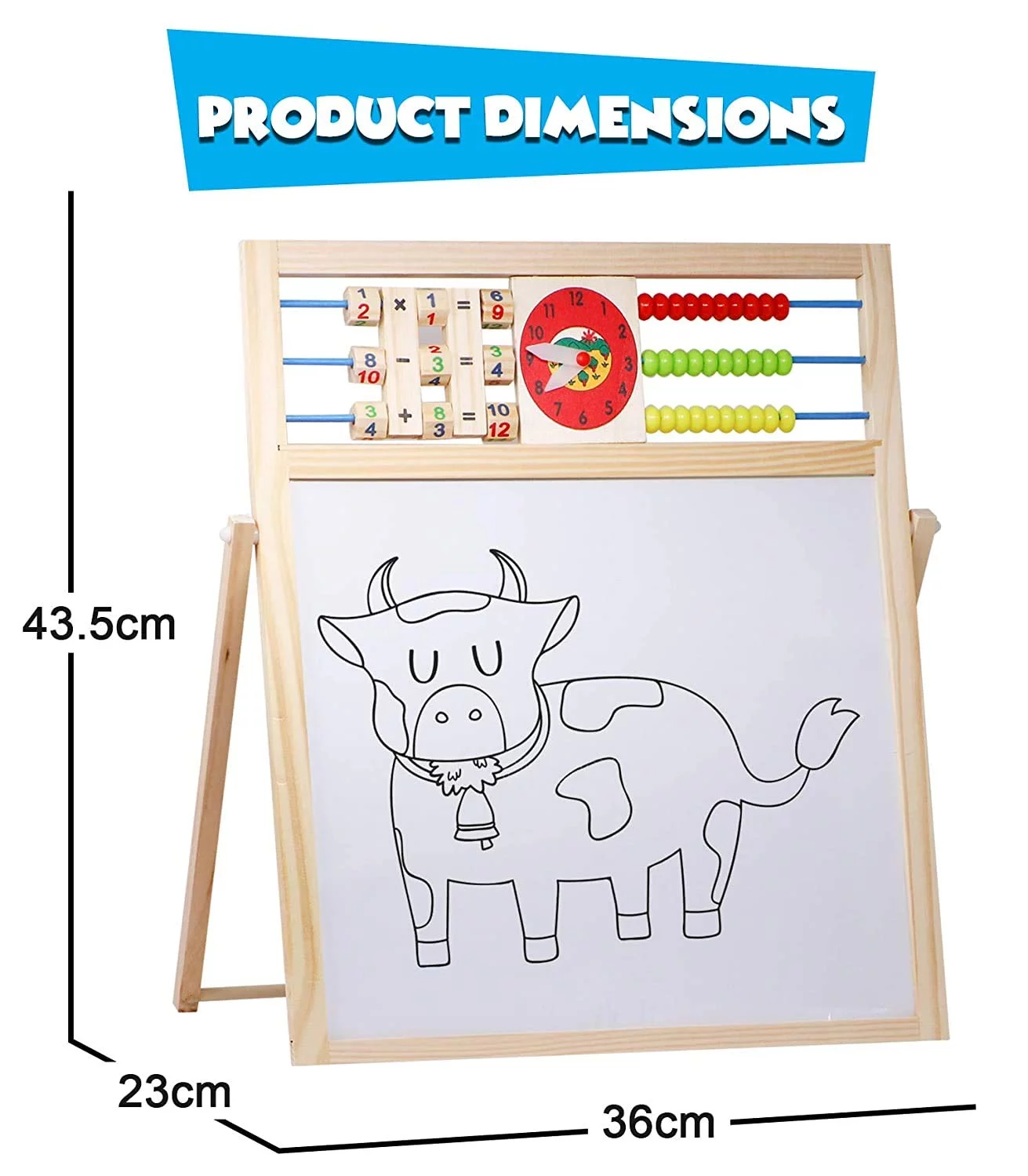 Double-Sided Magnetic Learning Board (Clock, Abacus, Chalkboard) - Image 3