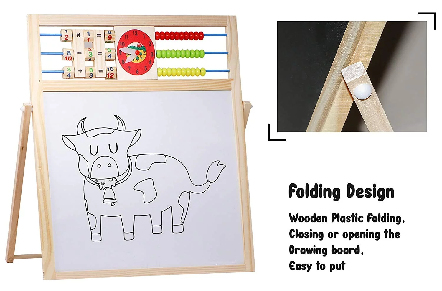 Double-Sided Magnetic Learning Board (Clock, Abacus, Chalkboard) - Image 2