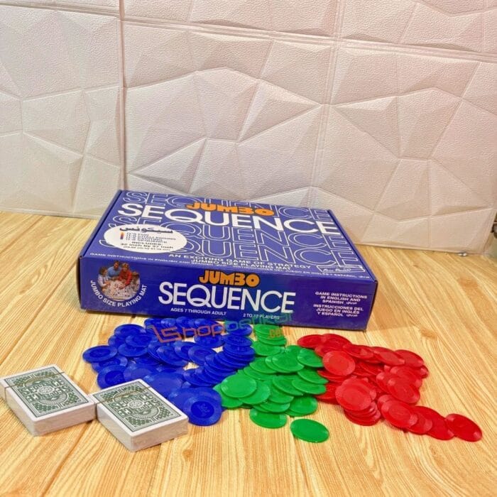 Jumbo Sequence | Classic Strategy Board Game on 32x27 Inch Cloth Board with Cards & Coins | 2–12 Players | Ages 7+ | 30–45 Min Playtime - Image 5