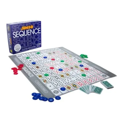 Jumbo Sequence | Classic Strategy Board Game on 32x27 Inch Cloth Board with Cards & Coins | 2–12 Players | Ages 7+ | 30–45 Min Playtime