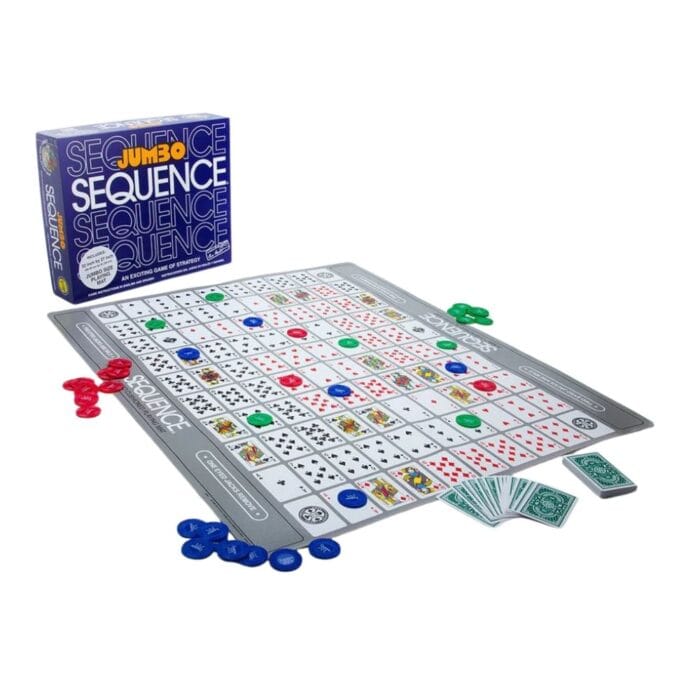 Jumbo Sequence | Classic Strategy Board Game on 32x27 Inch Cloth Board with Cards & Coins | 2–12 Players | Ages 7+ | 30–45 Min Playtime - Image 1