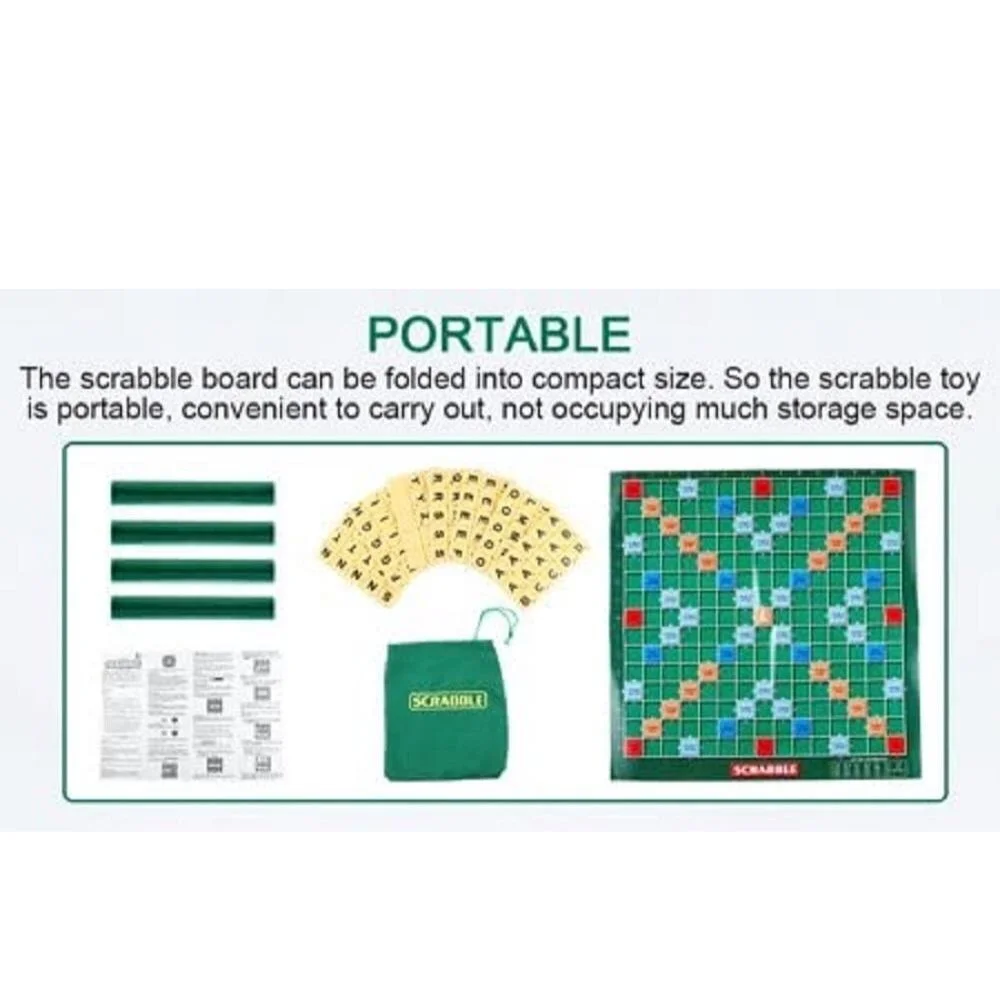 Scrabble Board Game: Foldable Board, 100 Letter Tiles & More - Image 6