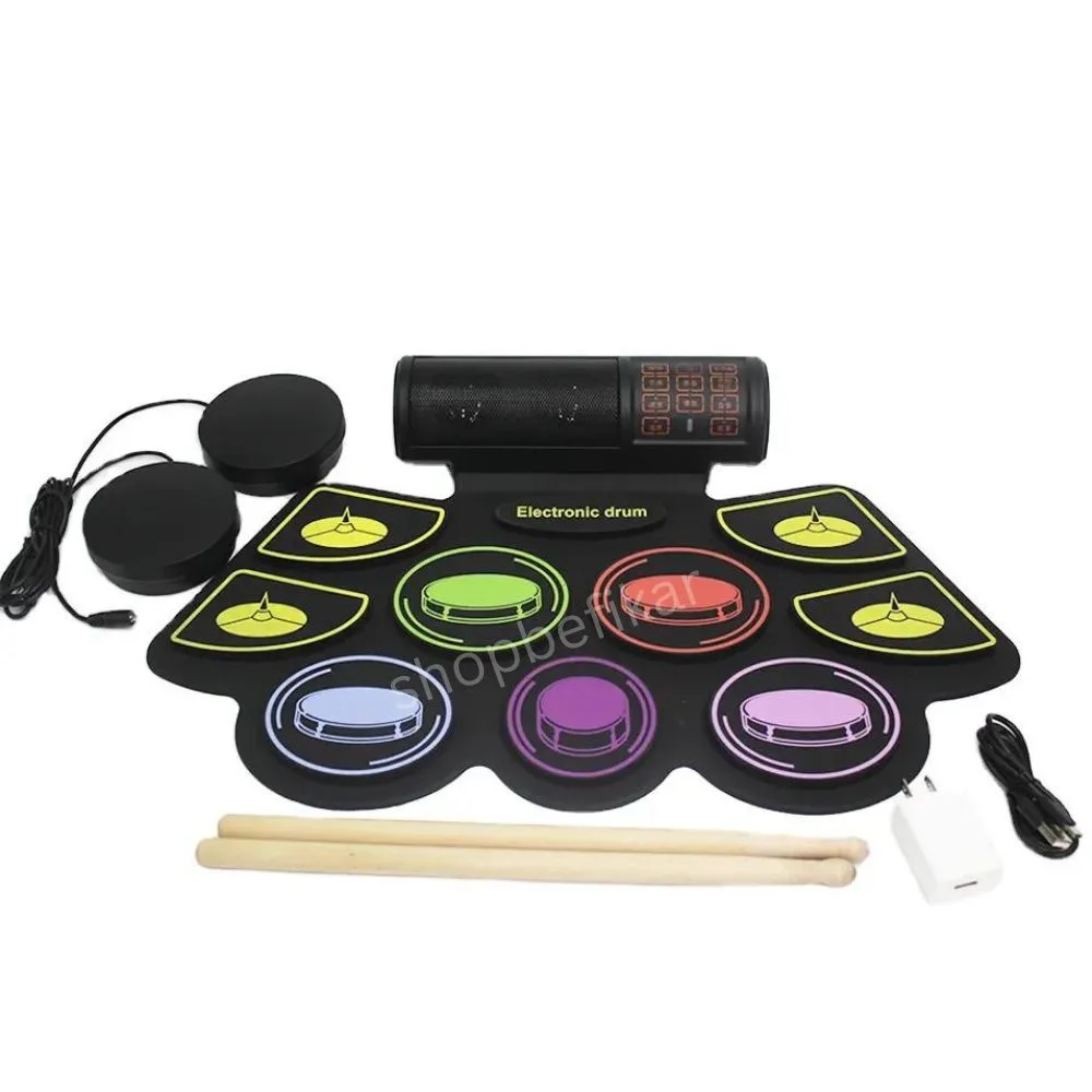 11-Piece Silicone Electronic Drum Pad | Bluetooth Drum Kit with Speakers | 1 Player | Age 6+ | Music Play - Image 4