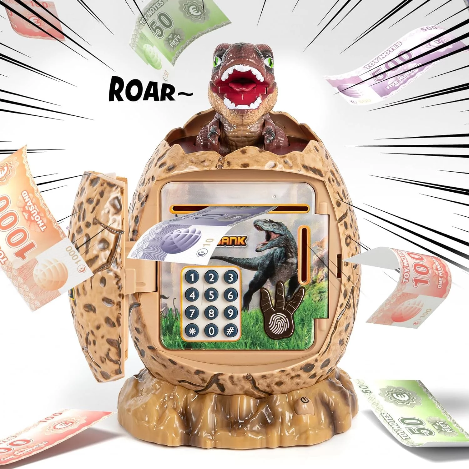 dinosaur atm piggy bank5 Dinosaur ATM Piggy Bank: Fingerprint, Nightlight & More! - Image 6