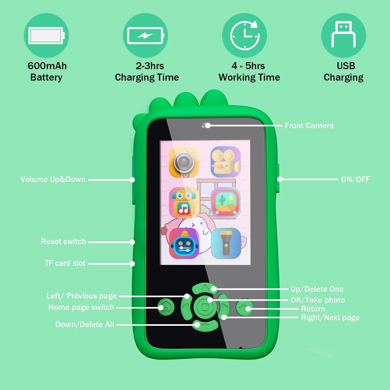 Kids Smartphone Toy: Music, Camera, Games (8MP!) - Image 2