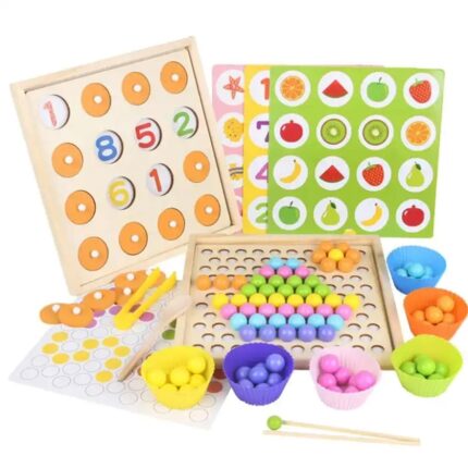 Montessori Wooden Toy: 2-in-1 Beaded Memory Game