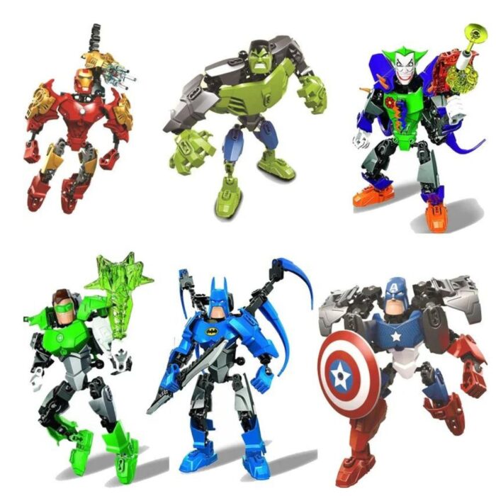 Super Hero Building Blocks Set: Iron Man, Captain America, Hulk, Batman, Joker, Green Lantern