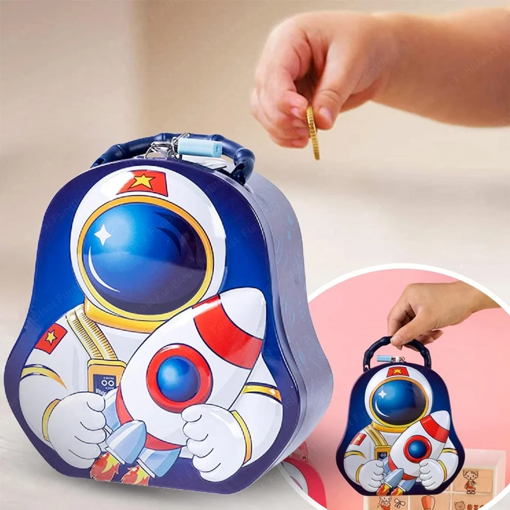 3D Astronaut Metal Coin Box Piggy Bank For Kids (Age 3+) - Image 5