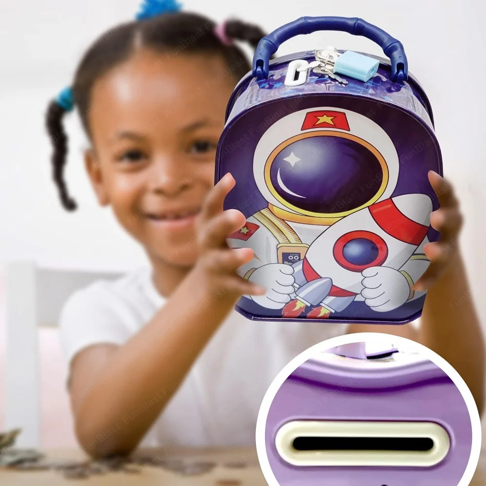 3D Astronaut Metal Coin Box Piggy Bank For Kids (Age 3+) - Image 6