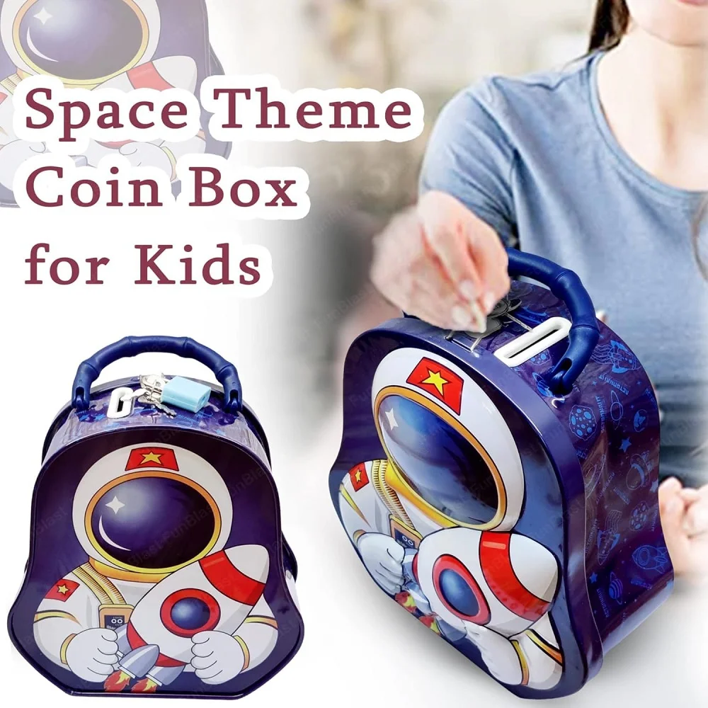 3D Astronaut Metal Coin Box Piggy Bank For Kids (Age 3+) - Image 3