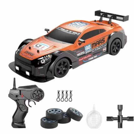 High-Speed Drifting: Shopbefikar RC Car with Interchangeable Tires BLACK AND ORANGE COLOUR