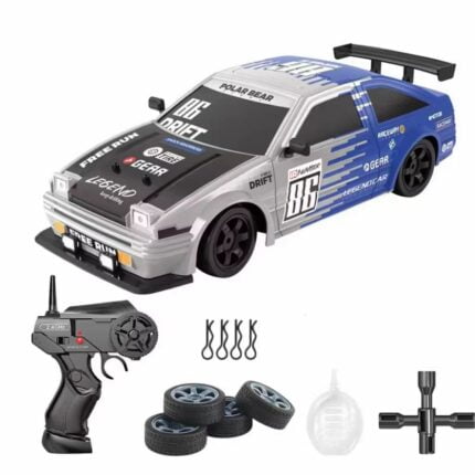 High-Speed Drifting: Shopbefikar RC Car with Interchangeable Tires SILVER AND BLUE COLOUR