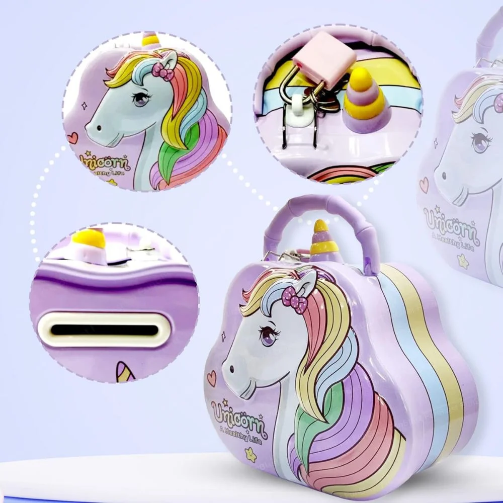 Unicorn Metal coin Box Piggy Bank with Key & Lock - Image 4