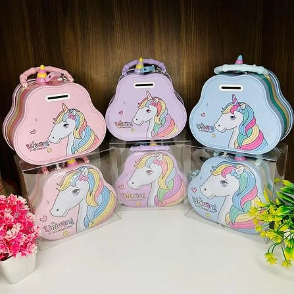 Unicorn Metal coin Box Piggy Bank with Key & Lock - Image 6