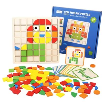 Montessori Wooden Pattern Blocks: 120 Pieces, Educational and Fun