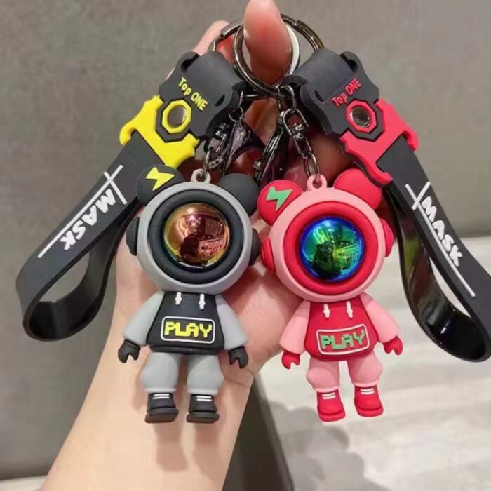 Anime Astronaut and Dinosaur Keychains with Sticky Hooks