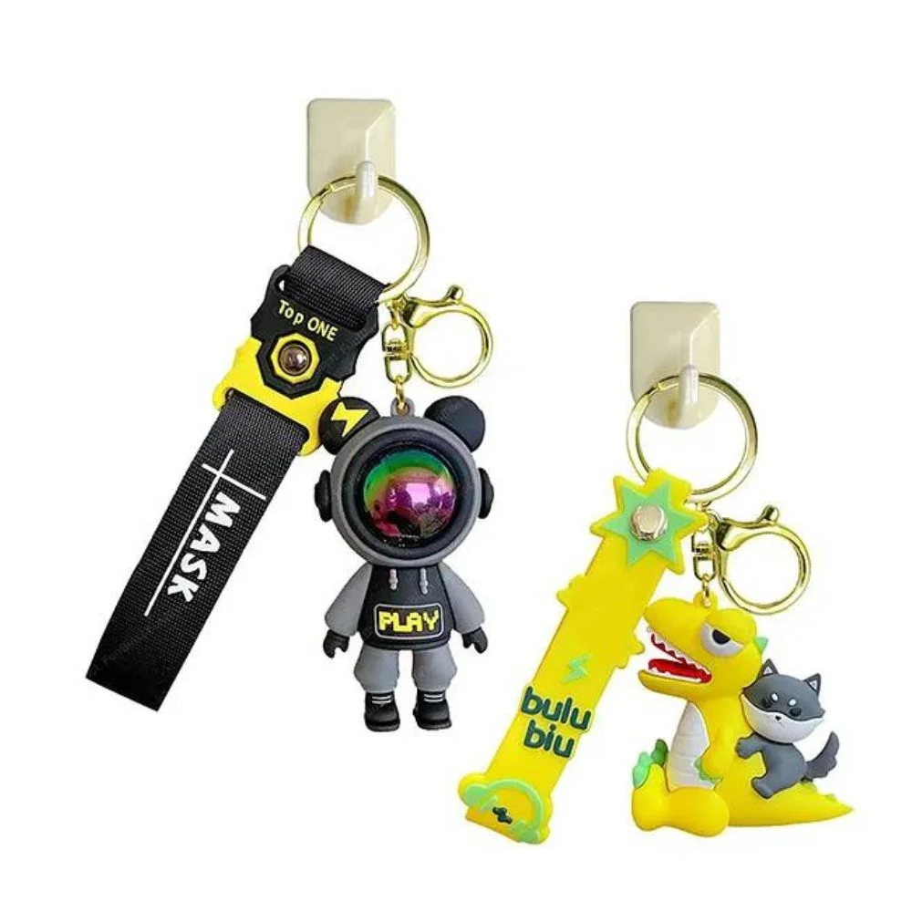 Anime Astronaut and Dinosaur Keychains with Sticky Hooks - Image 4