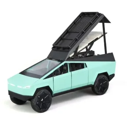 Tesla cyber truck camper van die cast green colour