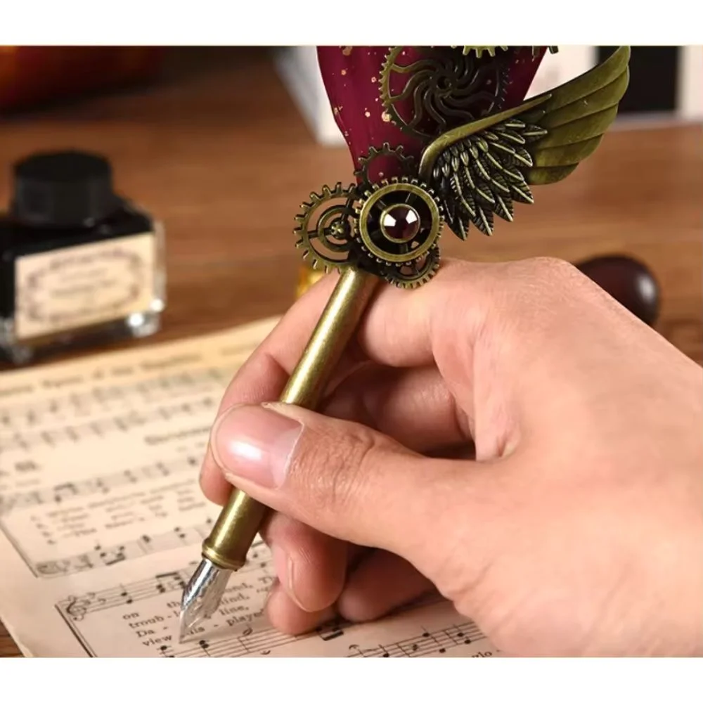 Feather Calligraphy Pen Set | Vintage-Inspired, 5 Nibs, Wax Seal - Image 4