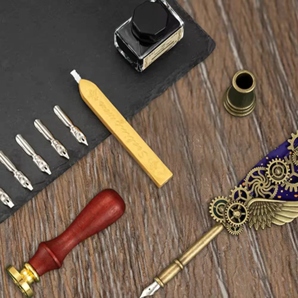 Feather Calligraphy Pen Set | Vintage-Inspired, 5 Nibs, Wax Seal - Image 8