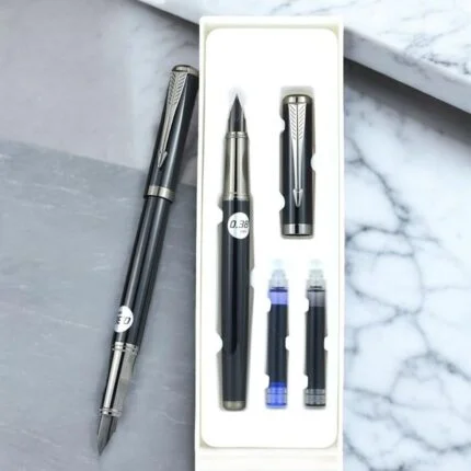 Black Fountain Pen with Iridium Nib: Perfect for School and Office