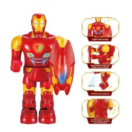 Iron Man Walking Toy with Lights, Sounds, and Projection