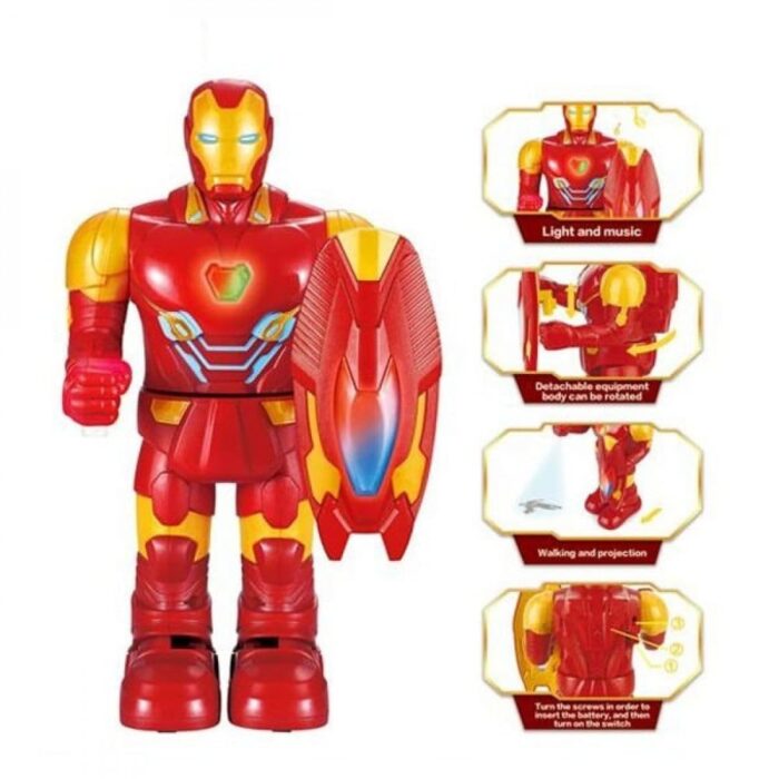 Iron Man Walking Toy with Lights, Sounds, and Projection