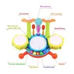 Kids Drum Set with Lights, Sounds, and Microphone (Age 4+) - Image 2