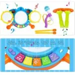 Kids Drum Set with Lights, Sounds, and Microphone (Age 4+) - Image 6